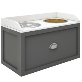 Pet Feeding Station Pet Dish Bowl Set with Storage, 2 Elevated Dog Bowls for Large Sized Dogs, Gray