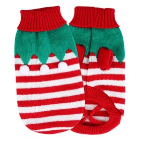 2 Patterns 4 Sizes Option-- 1Pc Pet Christmas Turtleneck Sweater Dog Cat Christmas Clothes Snowman Stripes Costume Winter Holiday Sweater For Sma (Option: FurballS)